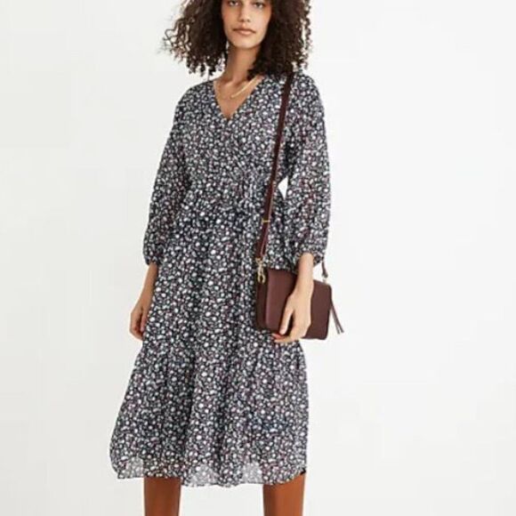 MADEWELL Tie Waist Midi Dress in Harvest Vine Size XXS - Picture 1 of 8
